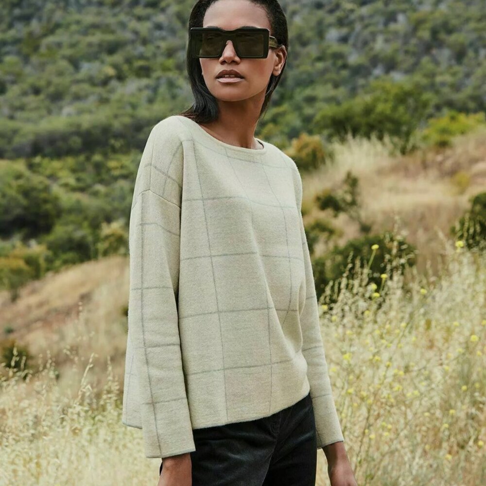 Soft and natural!  Eileen Fisher fine wool reversible sweater, XXS